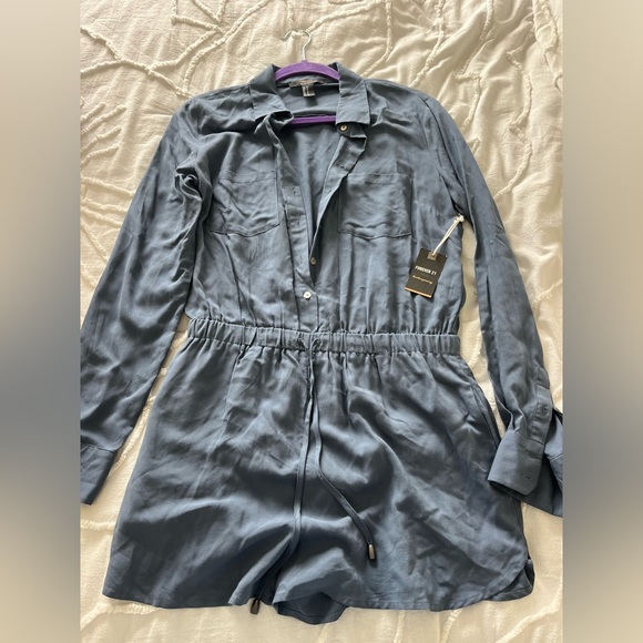 Forever 21 Contemporary slate blue long sleeve romper - Picture 6 of 8
